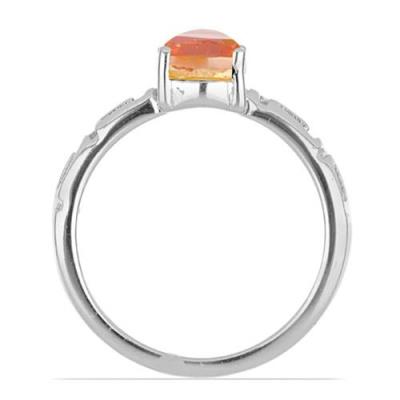 BUY STERLING SILVER REAL PADPARADSCHA QUARTZ GEMSTONE SINGLE STONE RING